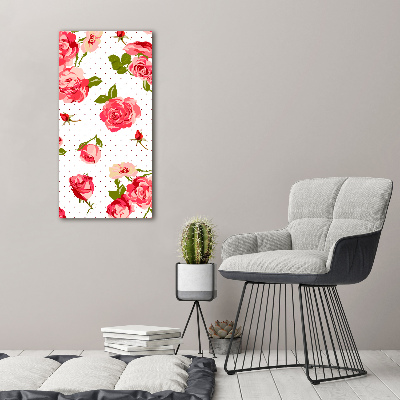 Cuadro moderno en lienzo resistente uv vertical Rosas silvestres