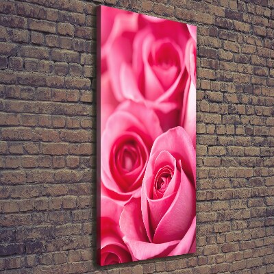Cuadro canvas decorativo para salón vertical rosas rosadas