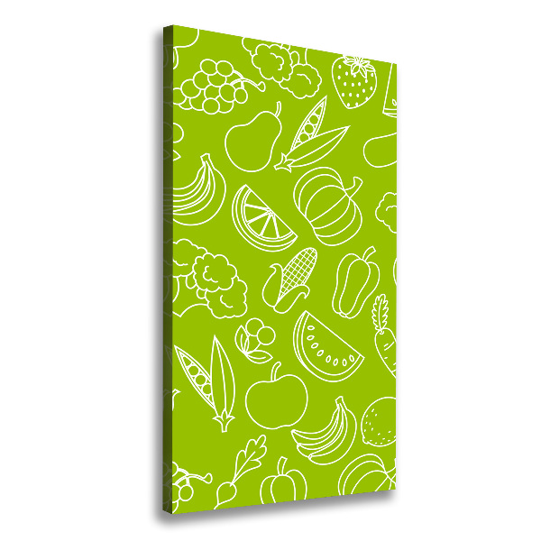 Cuadro canvas decorativo para salón vertical Verduras y frutas