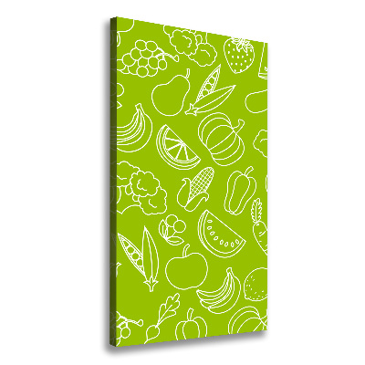 Cuadro canvas decorativo para salón vertical Verduras y frutas