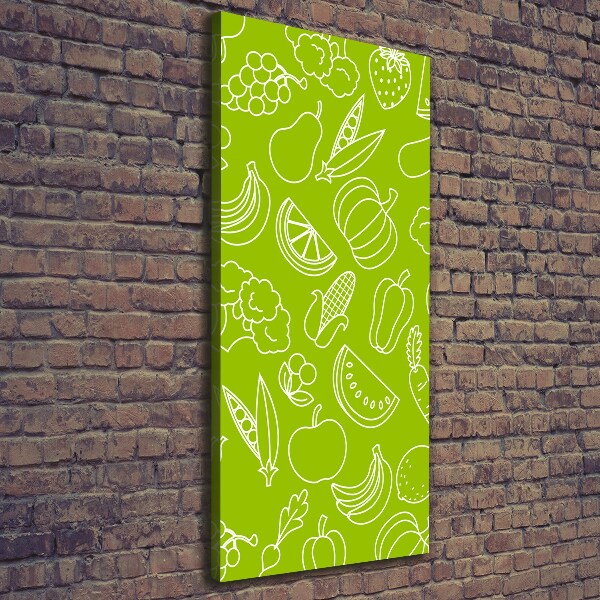 Cuadro canvas decorativo para salón vertical Verduras y frutas