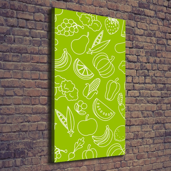 Cuadro canvas decorativo para salón vertical Verduras y frutas