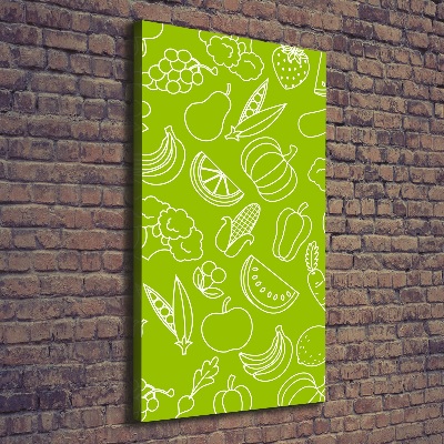 Cuadro canvas decorativo para salón vertical Verduras y frutas