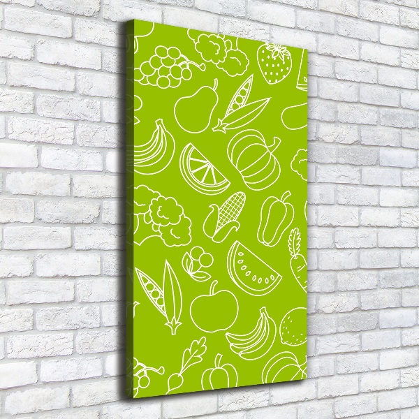 Cuadro canvas decorativo para salón vertical Verduras y frutas
