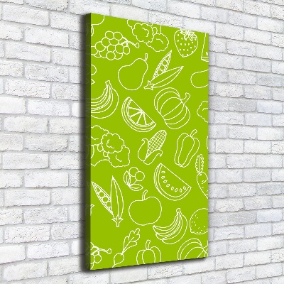 Cuadro canvas decorativo para salón vertical Verduras y frutas