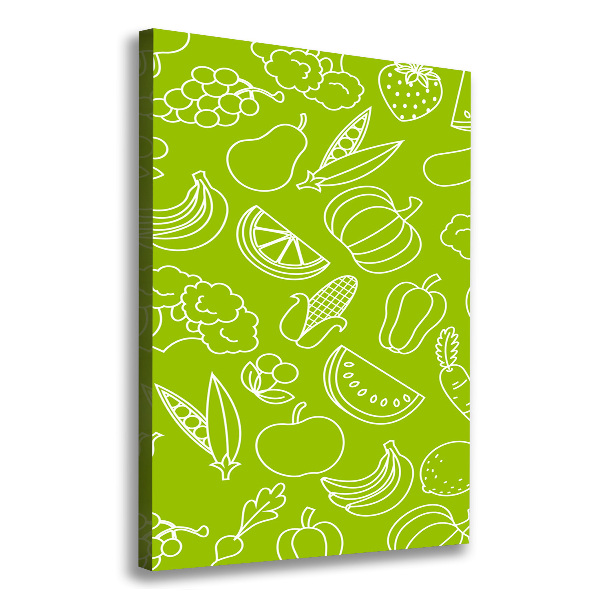 Cuadro canvas decorativo para salón vertical Verduras y frutas