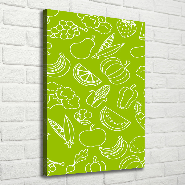 Cuadro canvas decorativo para salón vertical Verduras y frutas