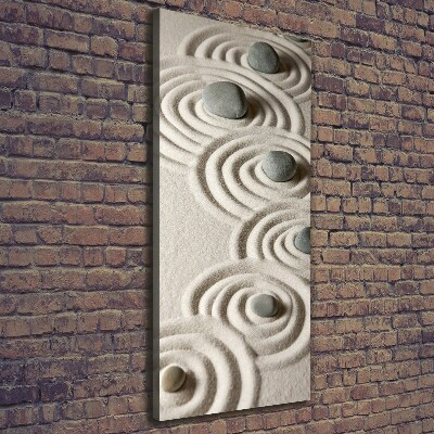 Cuadro canvas decorativo para salón vertical Piedras en la arena