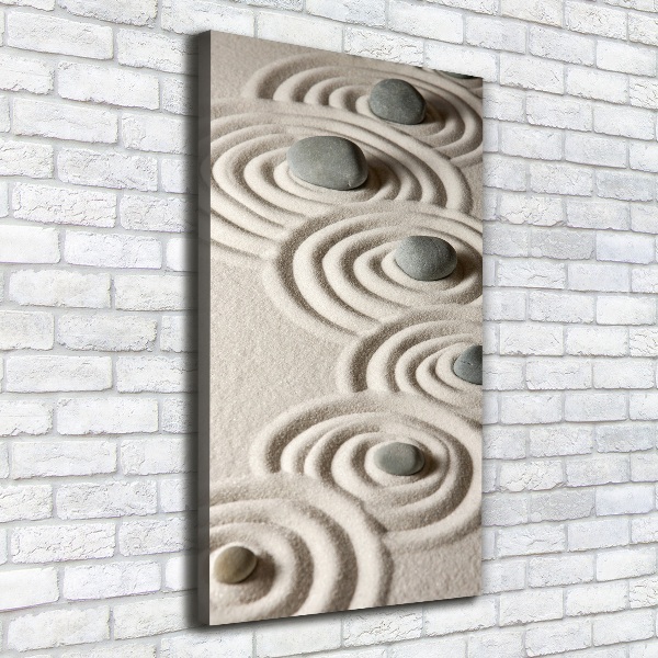 Cuadro canvas decorativo para salón vertical Piedras en la arena