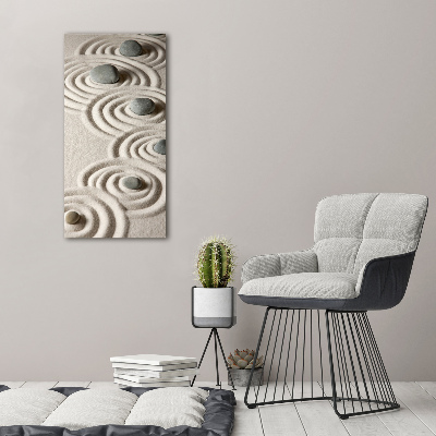 Cuadro canvas decorativo para salón vertical Piedras en la arena