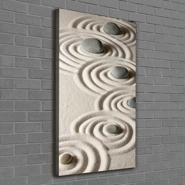Cuadro canvas decorativo para salón vertical Piedras en la arena