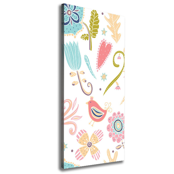 Impresión en lienzo vertical Plantas y aves