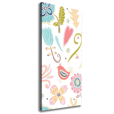 Impresión en lienzo vertical Plantas y aves