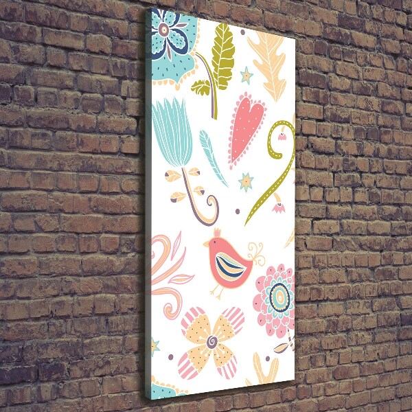 Impresión en lienzo vertical Plantas y aves