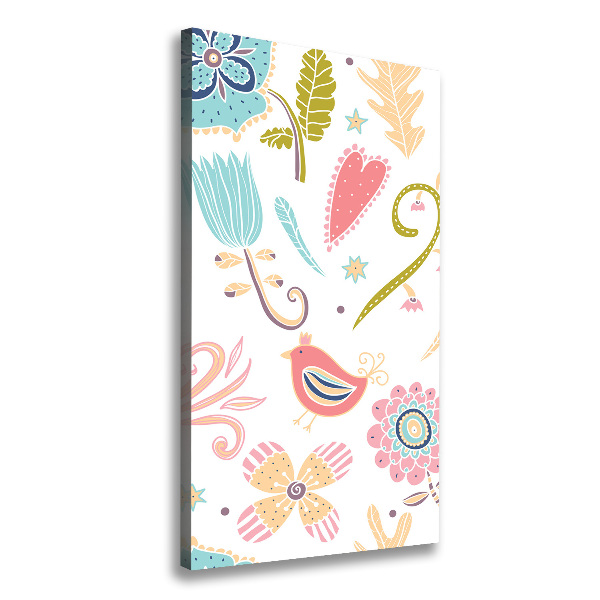 Impresión en lienzo vertical Plantas y aves