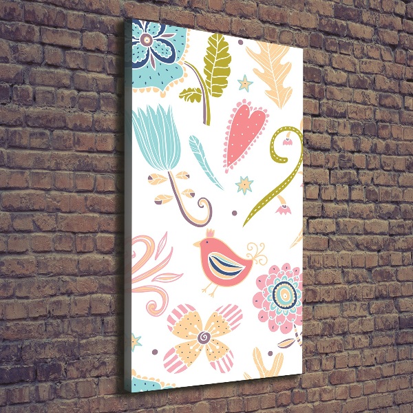 Impresión en lienzo vertical Plantas y aves