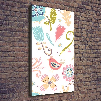 Impresión en lienzo vertical Plantas y aves