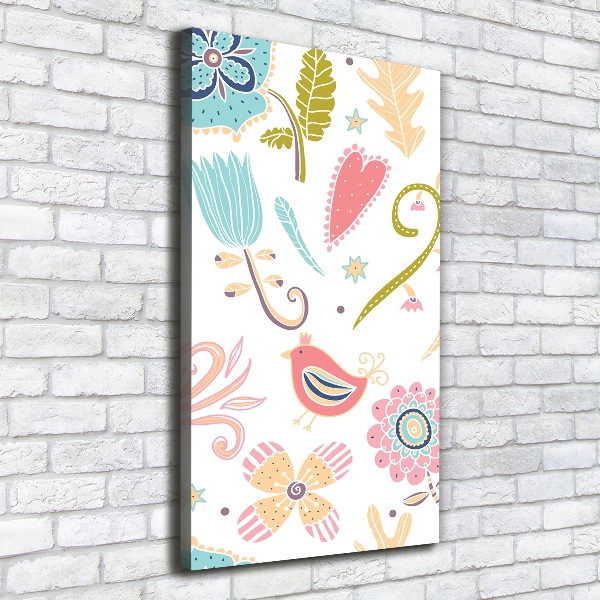 Impresión en lienzo vertical Plantas y aves
