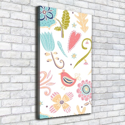 Impresión en lienzo vertical Plantas y aves