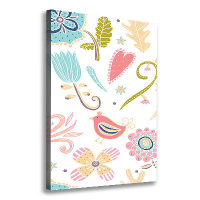 Impresión en lienzo vertical Plantas y aves