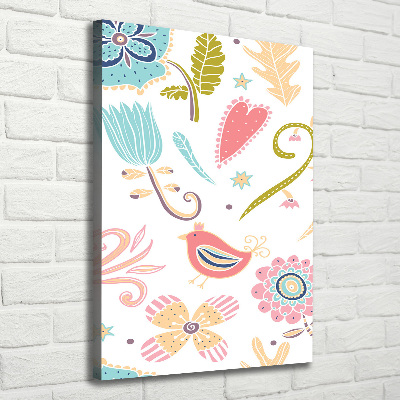 Impresión en lienzo vertical Plantas y aves