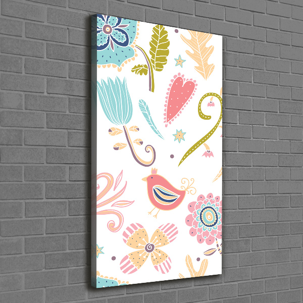 Impresión en lienzo vertical Plantas y aves