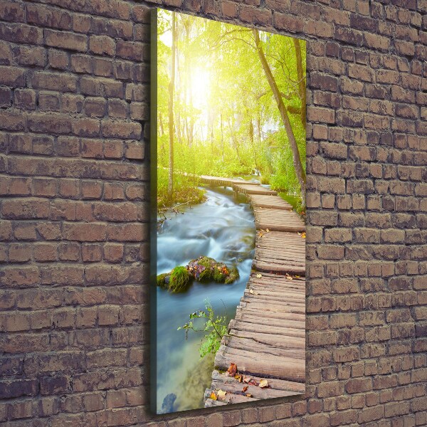 Cuadro canvas decorativo para salón vertical Camino en el bosque