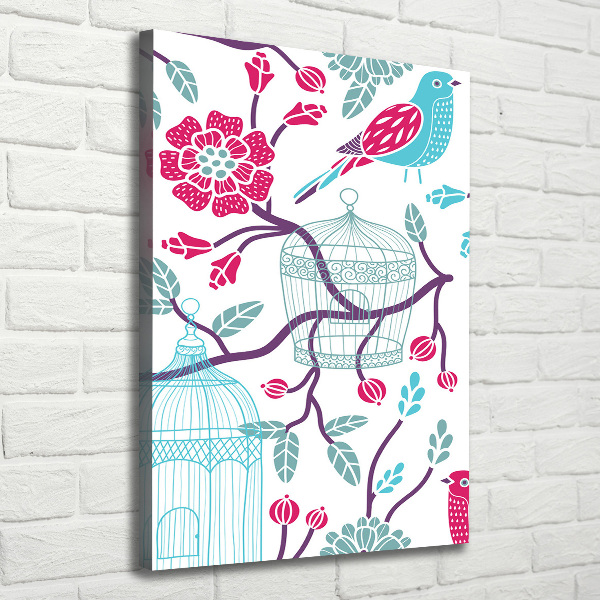 Cuadro moderno en lienzo resistente uv vertical Jaulas para pájaros