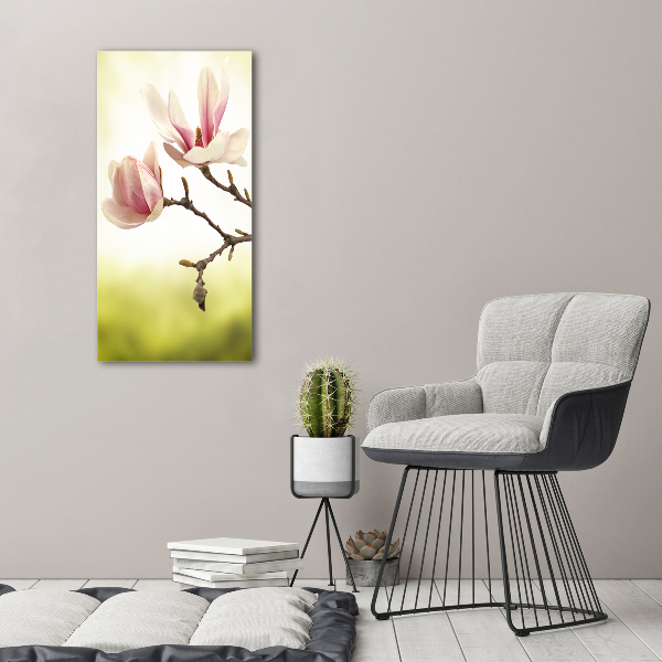 Impresión en lienzo vertical flores de magnolia