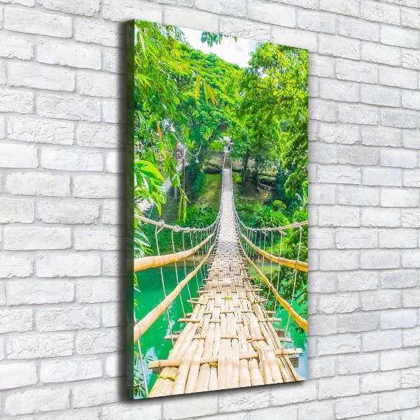 Cuadro moderno en lienzo resistente uv vertical Puente colgante