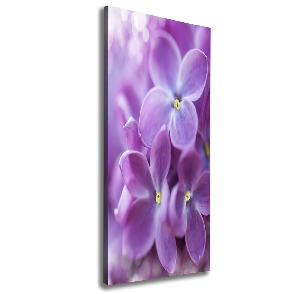 Cuadro canvas decorativo para salón vertical flores lilas