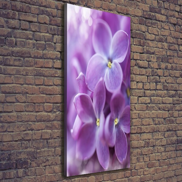 Cuadro canvas decorativo para salón vertical flores lilas