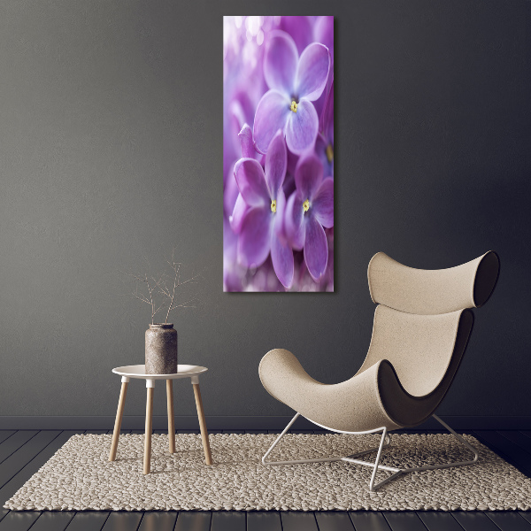 Cuadro canvas decorativo para salón vertical flores lilas