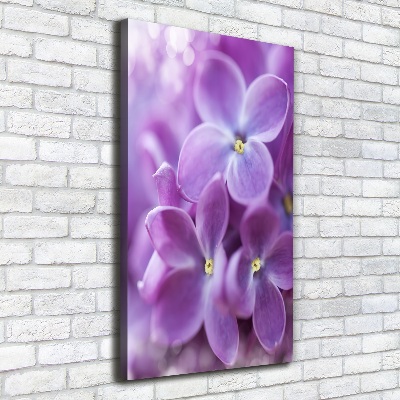 Cuadro canvas decorativo para salón vertical flores lilas
