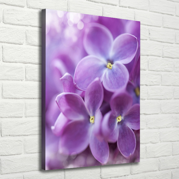 Cuadro canvas decorativo para salón vertical flores lilas