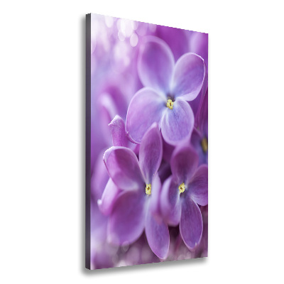 Cuadro canvas decorativo para salón vertical flores lilas