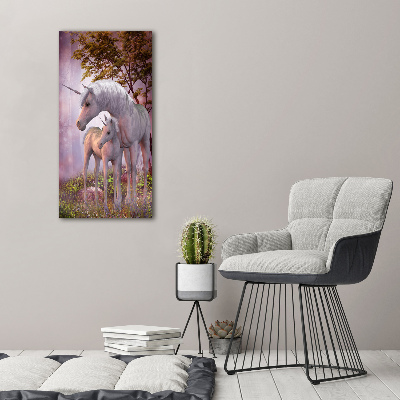 Fotografía en lienzo vertical Unicornios