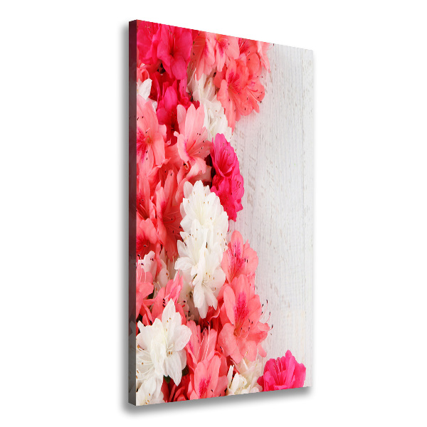 Cuadro moderno en lienzo resistente uv vertical Flores sobre madera