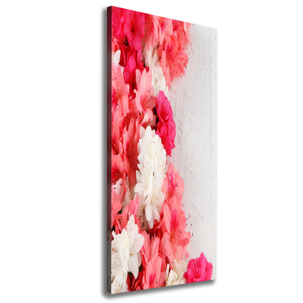 Cuadro moderno en lienzo resistente uv vertical Flores sobre madera