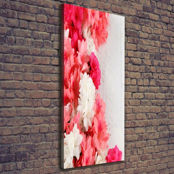 Cuadro moderno en lienzo resistente uv vertical Flores sobre madera