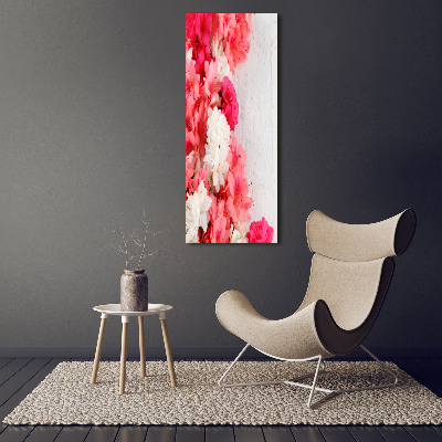 Cuadro moderno en lienzo resistente uv vertical Flores sobre madera