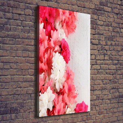 Cuadro moderno en lienzo resistente uv vertical Flores sobre madera