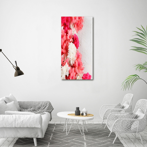 Cuadro moderno en lienzo resistente uv vertical Flores sobre madera