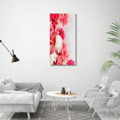 Cuadro moderno en lienzo resistente uv vertical Flores sobre madera