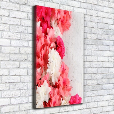 Cuadro moderno en lienzo resistente uv vertical Flores sobre madera