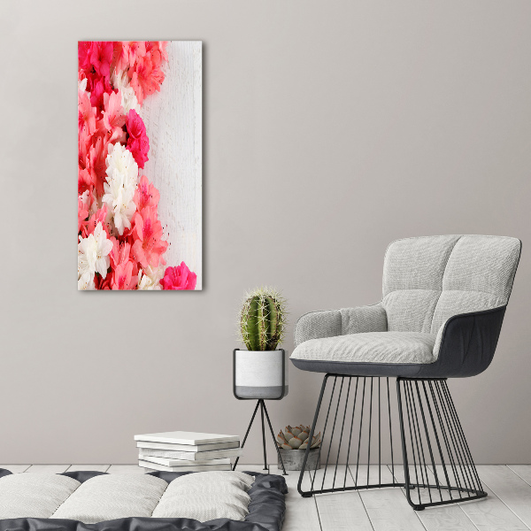 Cuadro moderno en lienzo resistente uv vertical Flores sobre madera