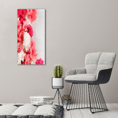 Cuadro moderno en lienzo resistente uv vertical Flores sobre madera