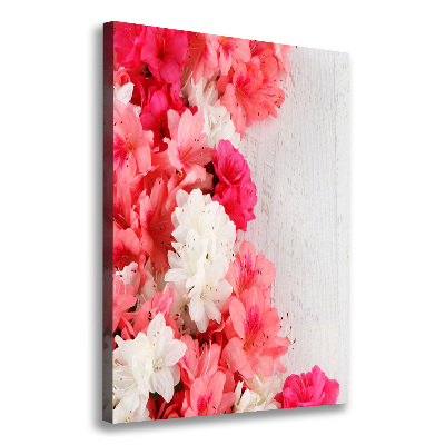Cuadro moderno en lienzo resistente uv vertical Flores sobre madera