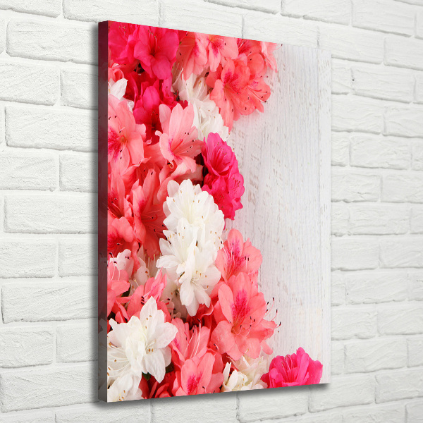 Cuadro moderno en lienzo resistente uv vertical Flores sobre madera