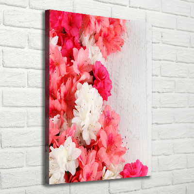 Cuadro moderno en lienzo resistente uv vertical Flores sobre madera